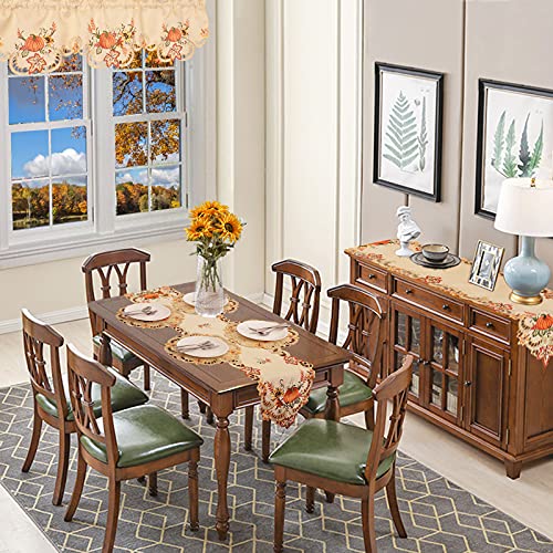 Simhomsen Embroidered Thanksgiving Harvest Pumpkins Table Runner 14x120 Inches - Fall Decor