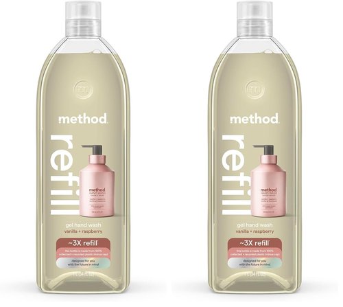 Method Gel Hand Soap Refill, Vanilla + Raspberry, Biodegradable Formula, 34 Fl Oz (Pack of 2)