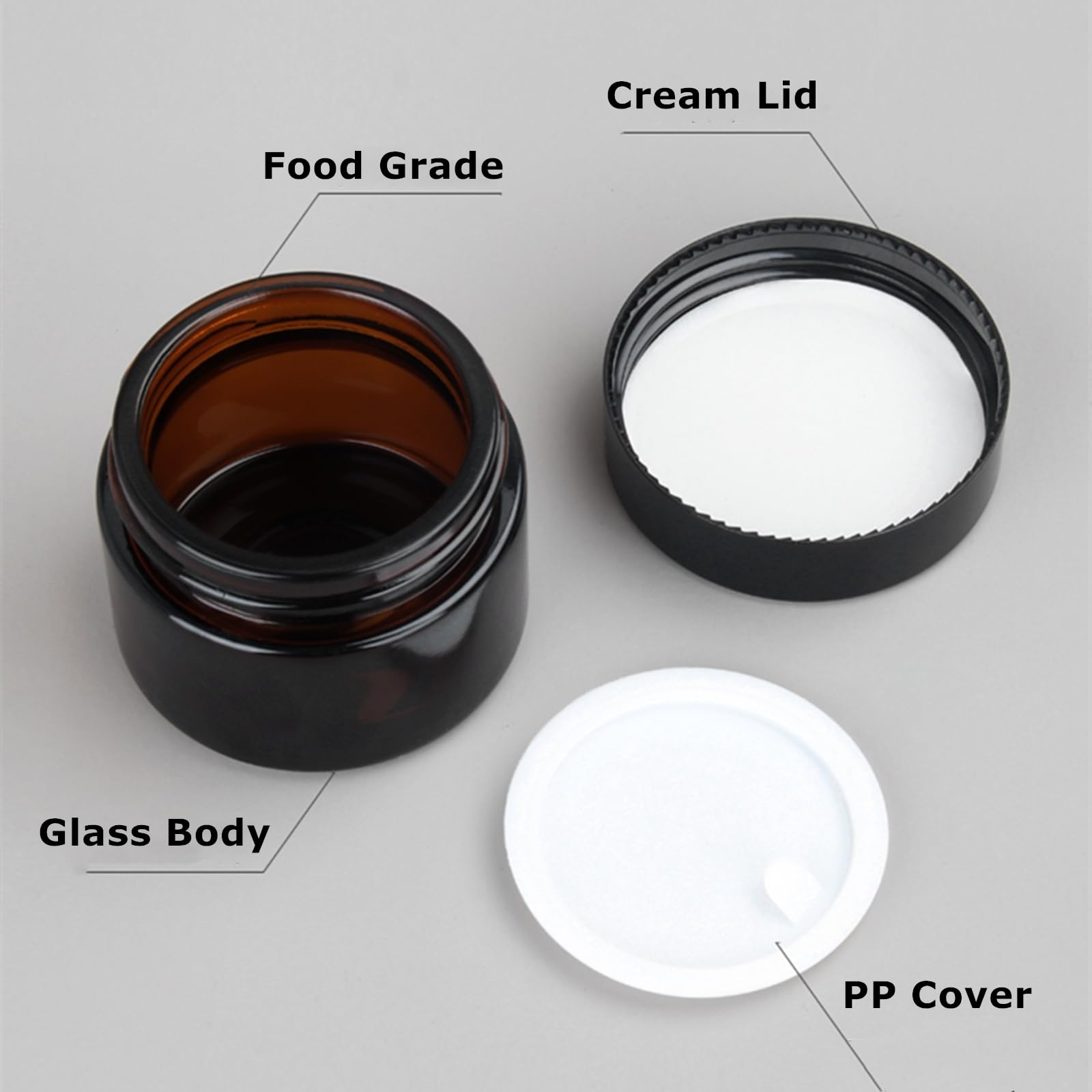 Zentriqlla 24 Pack 4oz Amber Glass Jars with Black Lids, Round Empty Cosmetic Jars with Inner Liners, Reusable Glass Travel Containers for Homemade Creams, Candle, Skincare, Lotion