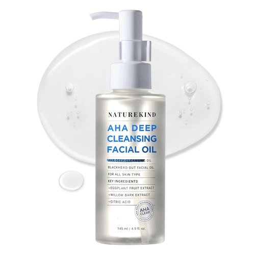 Naturekind AHA Deep Cleansing Facial Oil - Jojoba & Tea Tree Oil for Blackhead Removal | 145ml
