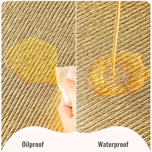 Faux Leather Placemats Set of 8 - Waterproof & Easy-Clean Gold Table Mats