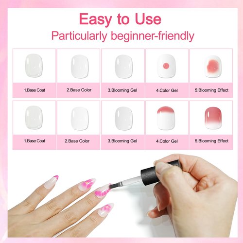 JODSONE 10ML Blooming Gel Nail Polish - Clear Marble Effect for Stunning Floral Nail Art