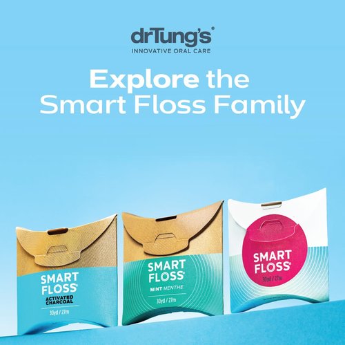 DrTung's Smart Floss - Natural Dental Floss, PTFE & PFAS Free, Gentle on Gums, Expands & Stretches, BPA Free - Cardamom Flavor (Pack of 4)