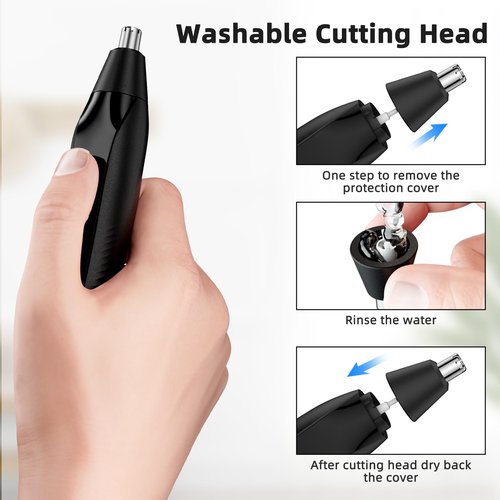 Setonia Nose Hair Trimmers for Men,Rechargeable Eyebrow Trimmer 2 in 1 Painless Multifunctional Ear and Nose Hair Trimmer with Dual Edge Blades Portable Design (Black)