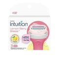 Schick Intuition Lemon Renewing Moisture Women Razor Refill Cartridges, New Version 2022 (Lemon3Count(1Pack))