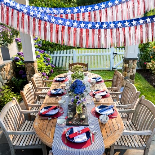 4 Pack 80 Feet Red White Blue Star Foil Fringe Garland - 4th of July Party Decorations - Variation 4