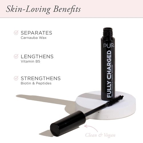 PÜR MINERALS Fully Charged Mascara - Volumizing & Lengthening Formula | Black