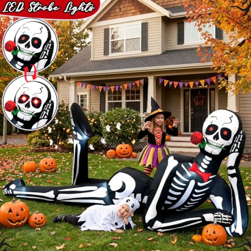 12FT Halloween Inflatable Skeleton with LED Lights Outdoor Decoration
