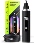 Savilab Nose Hair Trimmer for Men and Women, USB Rechargeable Electric Facial and Ear Hair Remover with LED Display, Dual-Edge Blades for Smooth, Painless Eyebrow Grooming (Black)