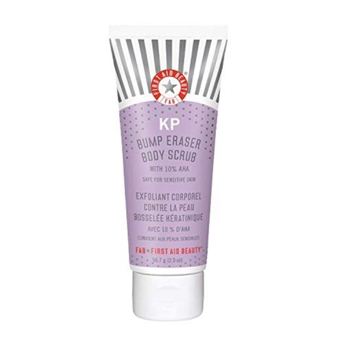 First Aid Beauty - KP Bump Eraser Body Scrub with 10% AHA, Keratosis Pilaris Skin Exfoliater with Glycolic and Lactic acids, Helps Reduce Chicken Skin Bumps, Safe for Sensitive Skin, 10 oz