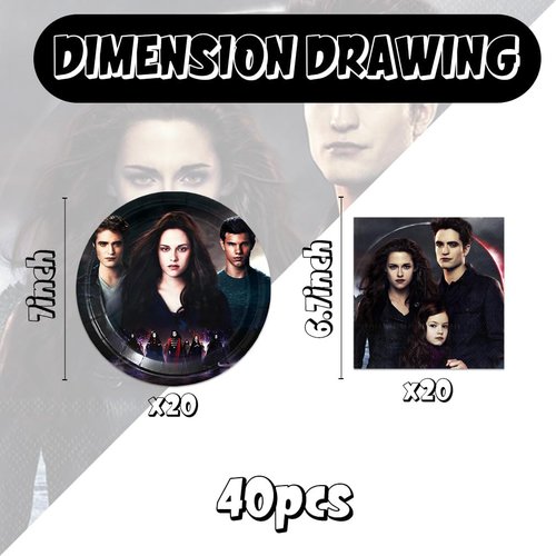 Saga of Twilight Party Decorations - 40pcs Tableware Set with Plates & Napkins