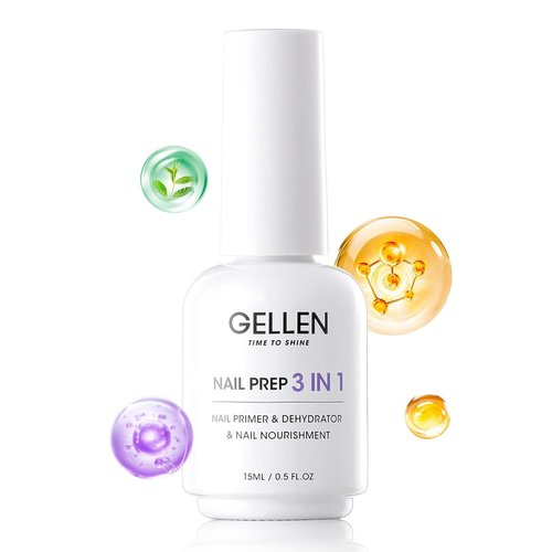 GELLEN Nail Primer & Dehydrator - 3-in-1 Acid-Free Formula with Squalane for Healthy Nails | 15ML