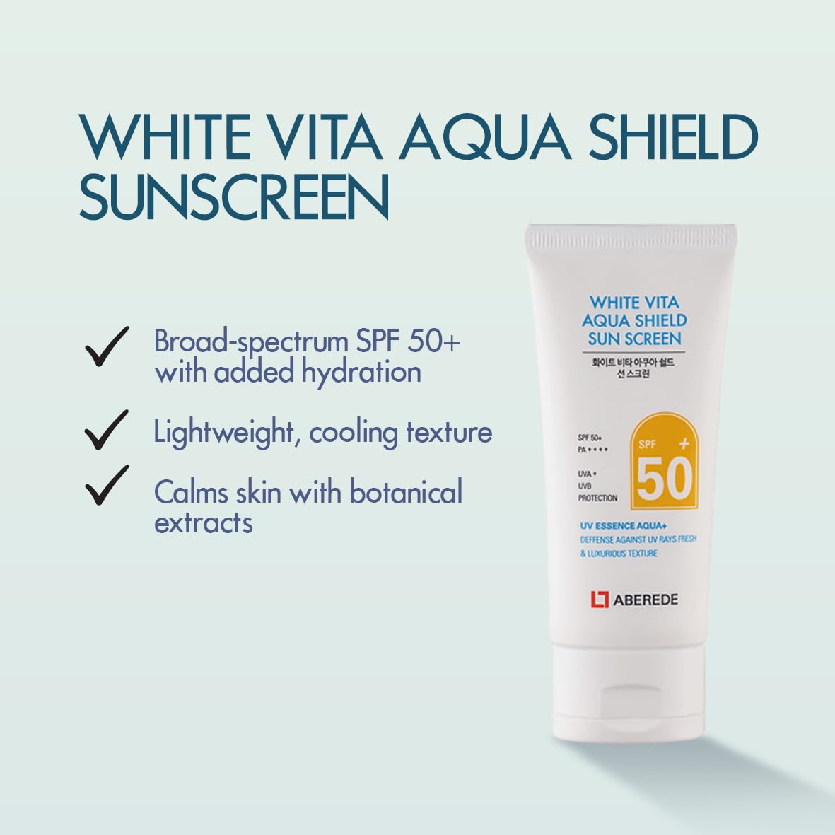 Vita Aqua Korean Sunscreen SPF 50+ | Lightweight Hydrating Sunblock with No White Cast - 1.69 fl oz/50ml