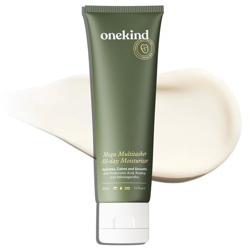 Onekind Mega Multitasker All-Day Moisturizer, Hydrating Face Cream with Hyaluronic Acid and Glycerin, Fragrance-Free Anti-Aging Moisturizer for Sensitive & Mature Skin, Clean Skincare, 1.7 oz