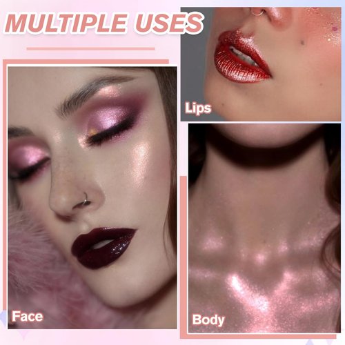 Skiennix Highlighter Makeup Palette - Long-Lasting Formula for Fairy-Like Sheer Glow | Translucent Pink & Silver Shimmer