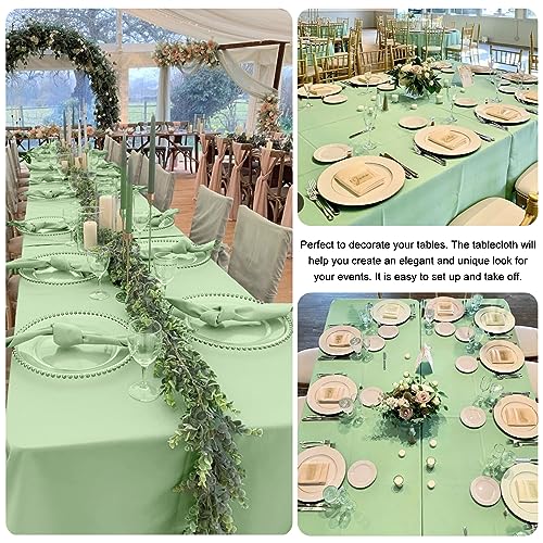Sage Green 4 Pack 90x132 Inch Rectangular Washable Polyester Tablecloths for Weddings & Events - Easy Care