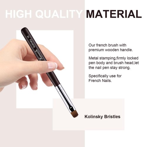 KEMEISI Nail Brush for French Tip, Clean Up Brush for Gel Polish Dual-Use Brush with Wooden Handle for Acrylic/Polygel/Builder Gel #16