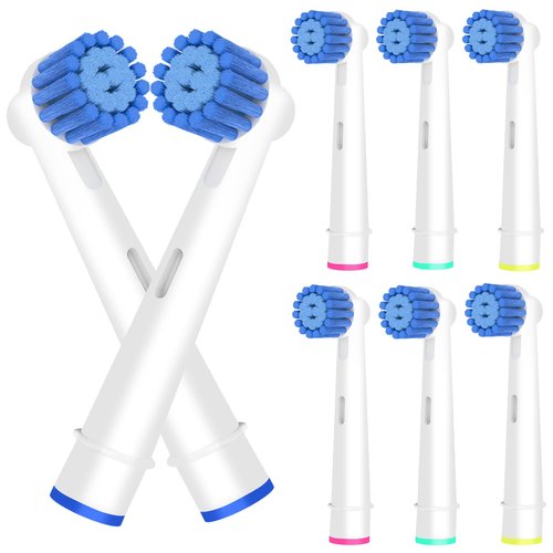 Sensitive Gum Care Brush Heads Compatible with Oral B Electric Toothbrushes, 8 Pack Professional Toothbrush Heads for Oral B Replacement Head Refills Pro 500/1000/1500/3000/3757/5000/7000/7500/8000.