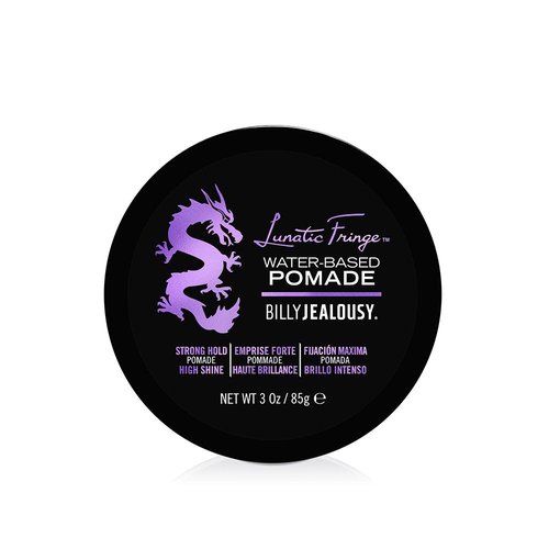 Billy Jealousy Lunatic Fringe Pomade - Strong Hold, High Shine, Vegan Hair Product for Medium to Long Hair, 3 oz