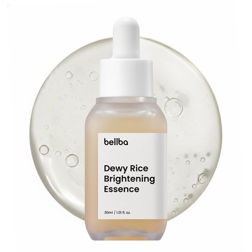 BELLBA Dewy Rice Essence Korean Serum for Face - K-beauty Skincare Rice Serum - Get Even Tone and Glass Skin - Hydrating, Lightweight, Non-Comedogenic (1 fl.oz)