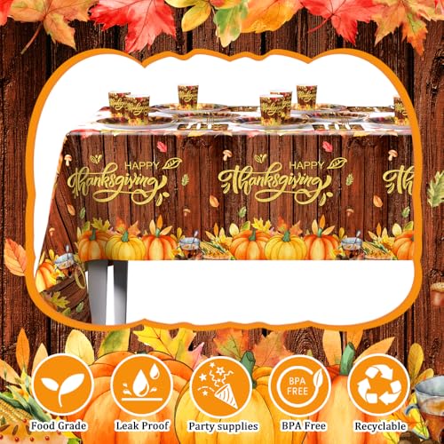 Thanksgiving Party Supplies Set with Plates Cups Napkins Cutlery & Decorations