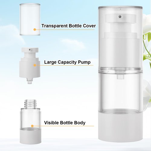 SENENQU 40 PCS 0.5 Oz 15ml Airless Pump Bottles Travel Size Empty Pump Bottle Lotion Container Refillable Cosmetic Pump Dispensers for Foundation Moisturizer Shampoo Toiletry