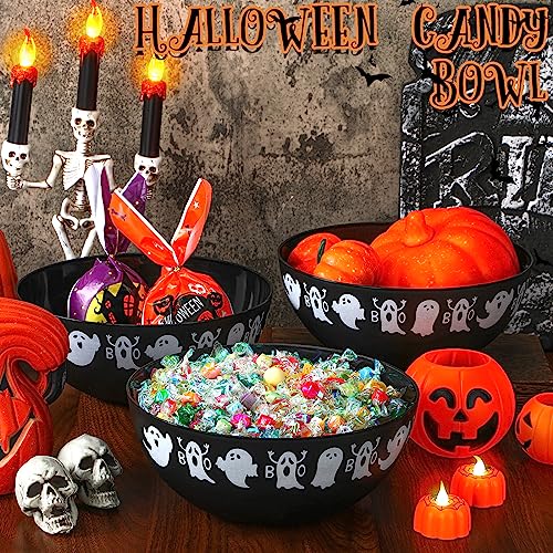 Ghost Halloween Candy Bowl Set - Plastic Large Trick or Treat Bowls, 3 Pieces