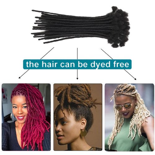 6 Inch 30 Strands Loc Extensions Human Hair 100% Handmade Permanent Dreadlock Extensions for Women Men Can Be Curled and Bleached Loc Extension with Needle(width 0.6cm natrual color)