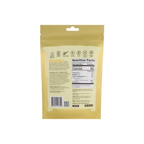 Taylor Pass Honey Co Mānuka Honey Drops UMF™ 10+ - Zesty Lemon Lozenges | Soothing Natural Relief | 22 Individually Wrapped Drops