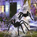 Halloween Spider Web & Giant Spider Set - 16 Ft Cobweb with 35 & 24 Inch Spiders - Black 905