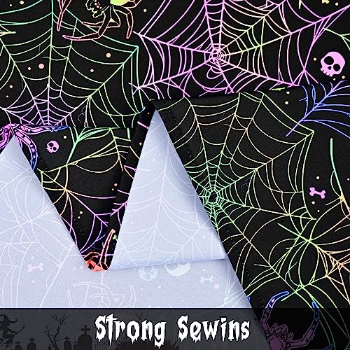 Halloween UV Reactive Black Spider Web Tablecloth - Waterproof 84x60 Inch