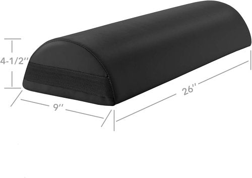Saloniture Jumbo Half Round Massage Table Bolster - Under-Knee Pillow Pad, 26 x 9 x 4.5 Inch, Black