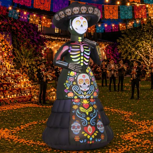 Halloween Inflatable Ghost Bride with LED Lights, 7.2ft Outdoor Yard Decor