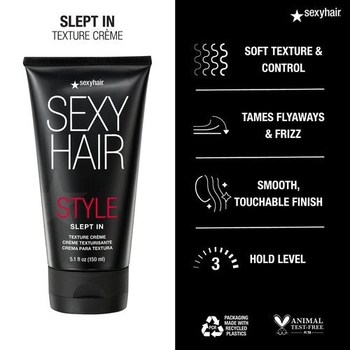 SexyHair Style Slept In Texture Cream - Soft Control & Lightweight Shine | Easy Wash Out