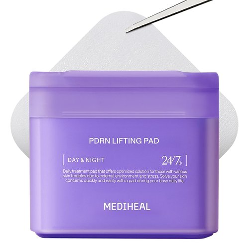 MEDIHEAL Toner Pads [PDRN] - Stretchable Lifting Pads with Squalane and Glutathione for Total Skin Care - Plant Based Rose PDRN - Wrinkle & Pore Care - Vegan Stretchable Lifting Fabric (100 Count)
