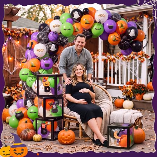 Halloween Baby Shower Balloon Box Set with Party Decorations - Black & Cute Variation