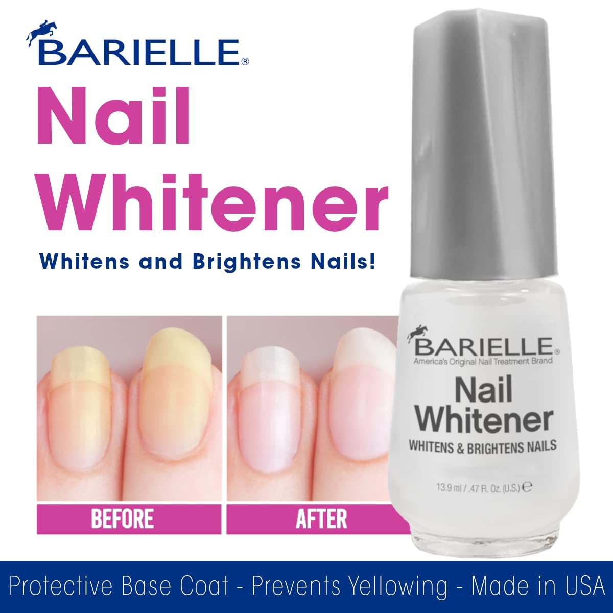 Barielle Nail Whitener - Brightening Treatment for Yellow & Dull Nails | 0.47 oz (Pack of 2)