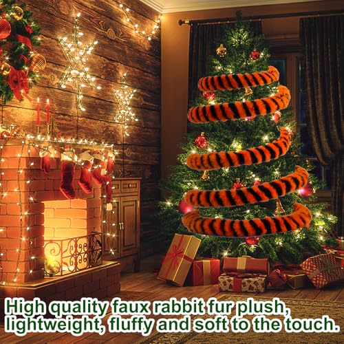 26FT Black & Orange Plush Sandworm Tree Garland - Halloween & Christmas Decor