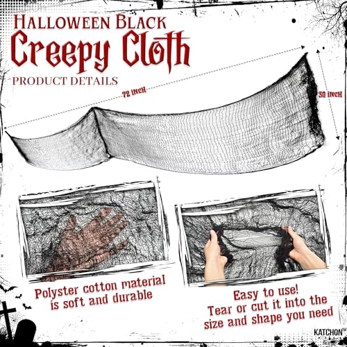 Halloween Creepy Cloth and Crows Set - Black, Pack of 7 - Spooky Decor