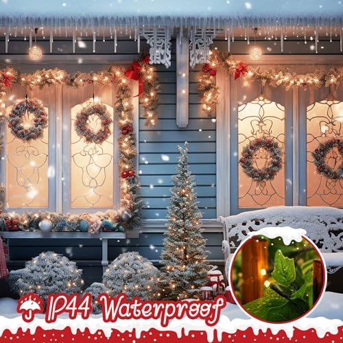 Battery Operated Christmas String Lights 4 Pack 132FT 400 LED Warm White with 8 Modes & Timer