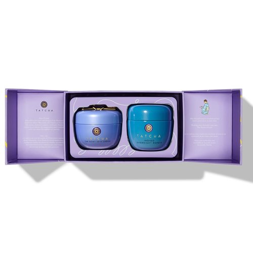 TATCHA AM + PM Moisture Duo - Holiday Gift Set with Dewy Skin Cream & Indigo Overnight Serum