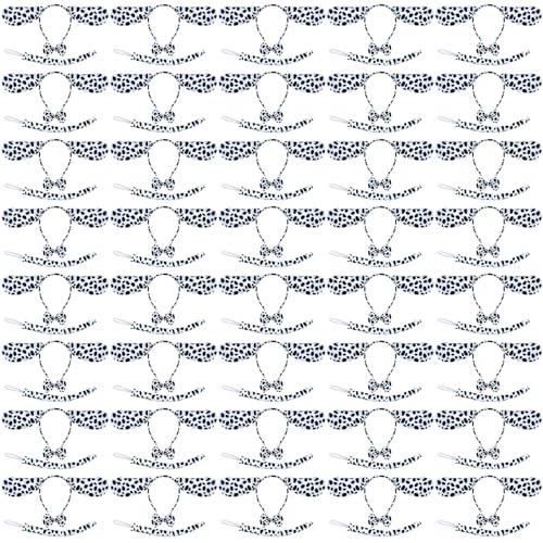 120pcs Halloween Dalmatian Puppy Dog Costume Set with Ears Headband for Cosplay & Party