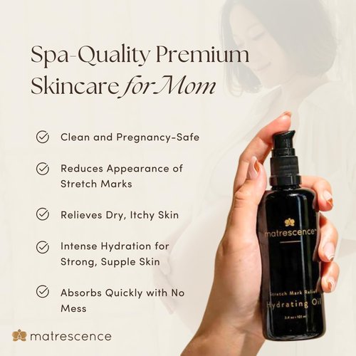 Matrescence Stretch Mark Relief Belly Oil - Hydrating Spa-Quality Maternity Treatment | Pregnancy-Safe 3.4oz