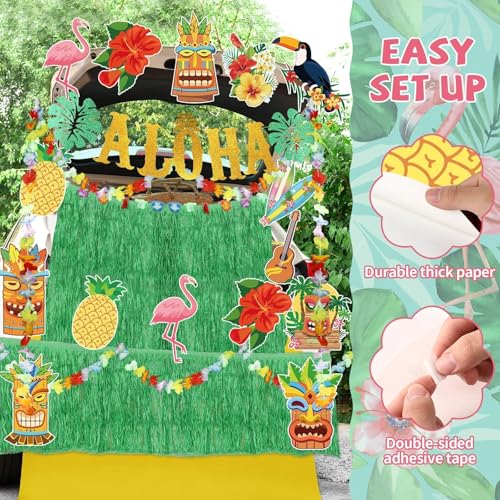 Halloween Car Trunk Decoration Kit with Hawaii Tiki Theme for SUVs & Cars