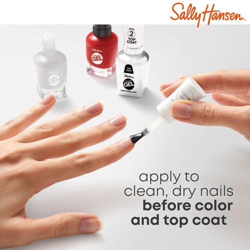 Sally Hansen Miracle Gel Nail Polish Color Grip Primer and Base Coat| Salon Quality, Gel-Like Formula, Two-Step System, No UV Light Needed, Long Lasting | Clear, Glossy