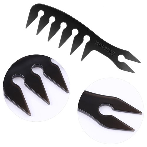 Skiennix Hair Comb Styling Set - Double-Sided Brushes & Afro Pick for African American Hair | 2-Piece Black Set