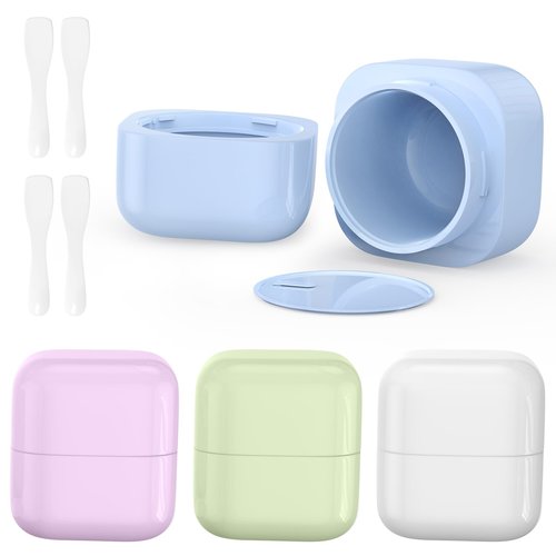 Lhelca TSA Approved 1oz (30ml) Leak-Proof Travel Containers 4 Pack - Containers for Toiletries with 4 Spoons for Toiletries, Cosmetics, Face, Hand & Body Creams - TSA Compliant Travel Essentials