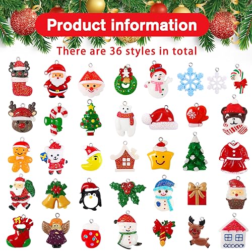 36pcs Christmas Mini Resin Ornaments Set for Xmas Tree Decoration with Golden String