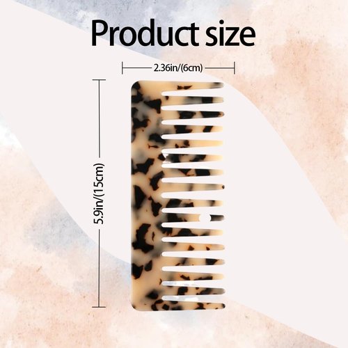 Skiennix Large Hair Detangling Comb - Wide Tooth Cellulose Detangler for Thick Curly Hair | 2 Pack (Tortoise Shell, Ivory)