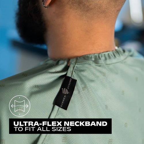 Barber Strong The Barber Cape Haircut Cover for Men, Hair Repelling and Static-Reducing Material, Flexible Elastic Neckband, Water Resistant Fabric, Oversized for Complete Coverage - Green Shield